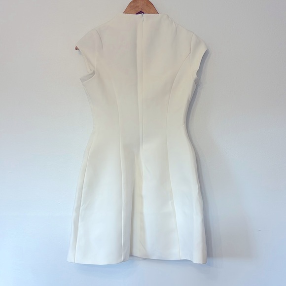 Commense White A-line Sheath Mini Dress Cap Sleeves Front Pockets Fully Lined - Picture 5 of 7